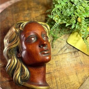 German Mid-Century Wall Mask Depicting Female Figure  By Hans Schirmer-Achatit.